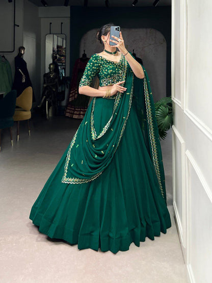 Georgette Lehenga Choli With Thread And Embroidery Work | Ready To Wear