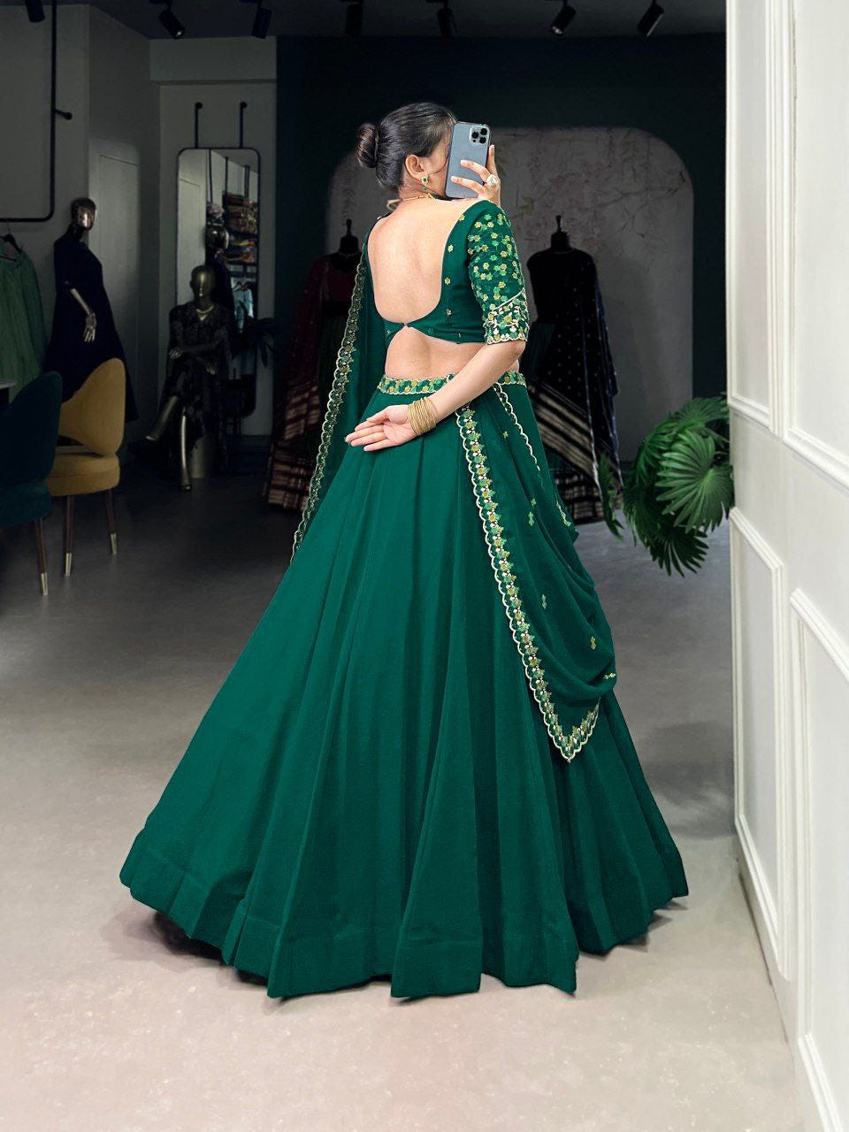 Georgette Lehenga Choli With Thread And Embroidery Work | Ready To Wear