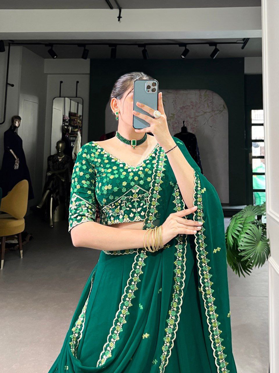 Georgette Lehenga Choli With Thread And Embroidery Work | Ready To Wear