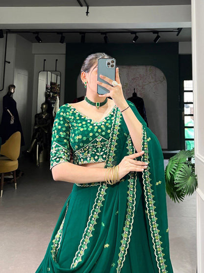 Georgette Lehenga Choli With Thread And Embroidery Work | Ready To Wear