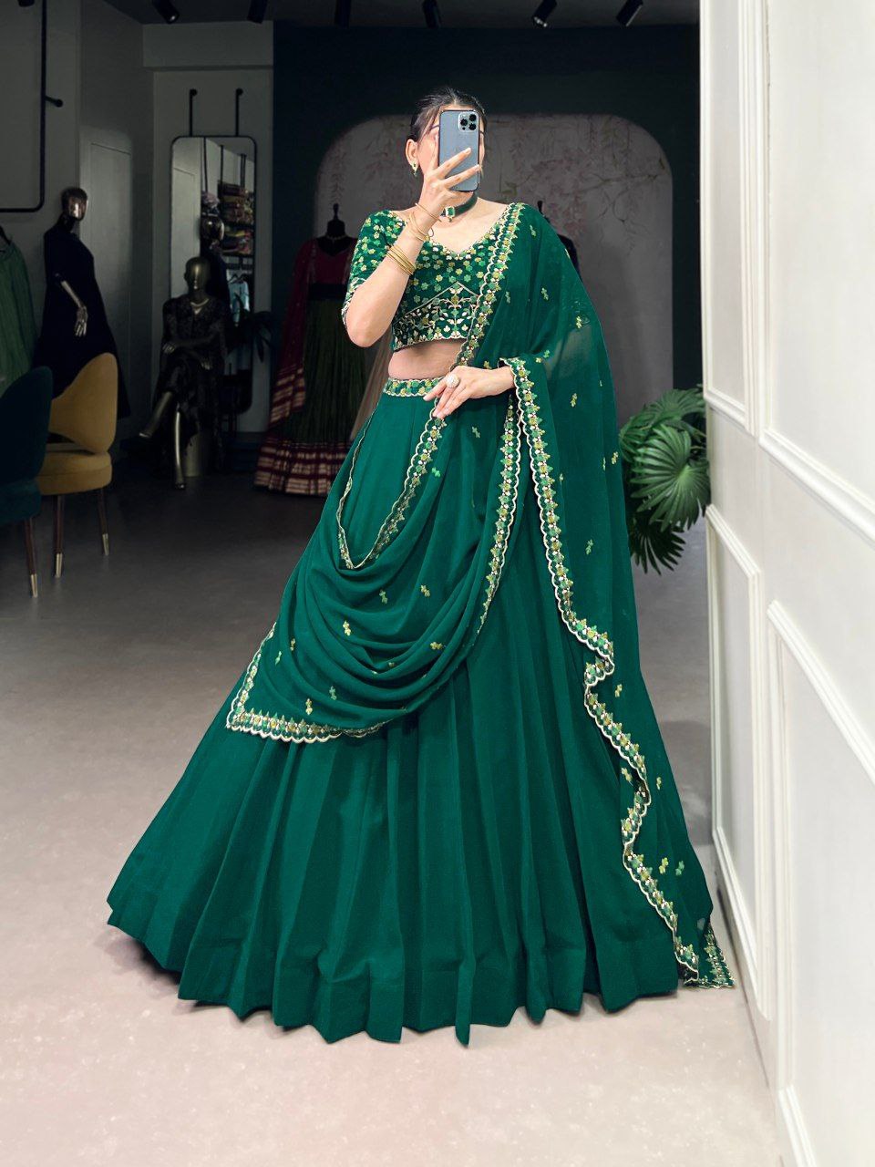 Georgette Lehenga Choli With Thread And Embroidery Work | Ready To Wear