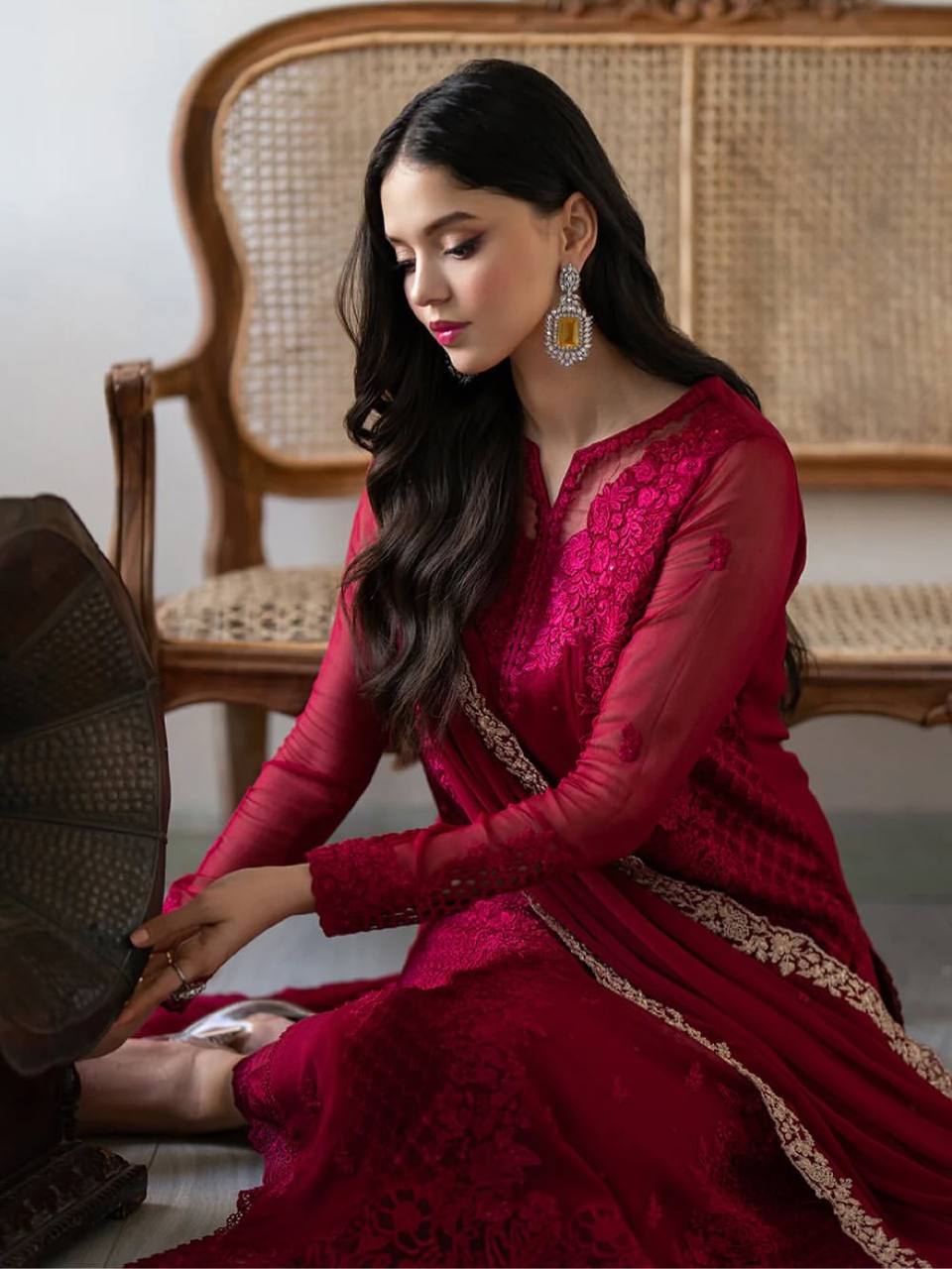 Magenta Faux Georgette Pakistani Palazzo Suit – Ready to Wear Designer Outfit