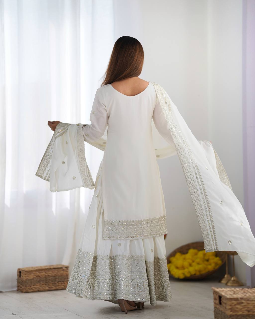 Sharara Suit with Embroidery & Sequence Work