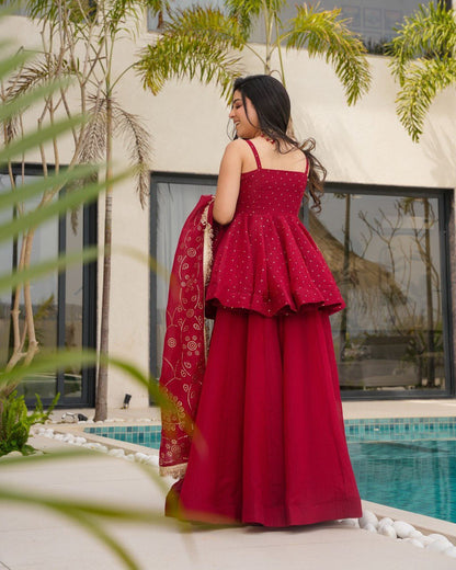 Organza Ready to Wear Embroidered Sharara Suit