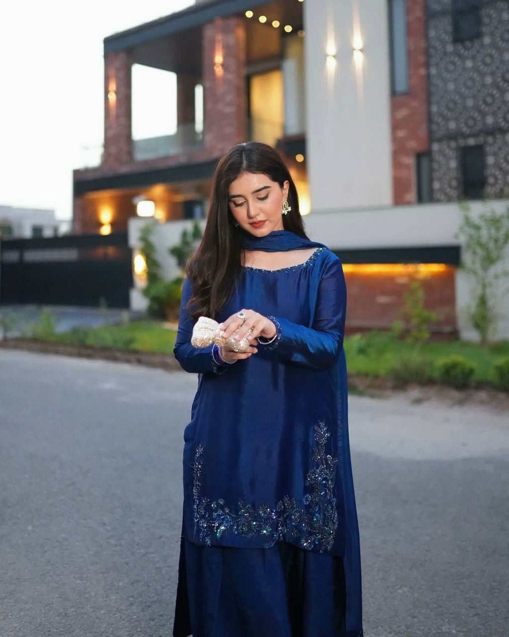 NATURAL CREPE THREAD WORK SALWAR SUITS