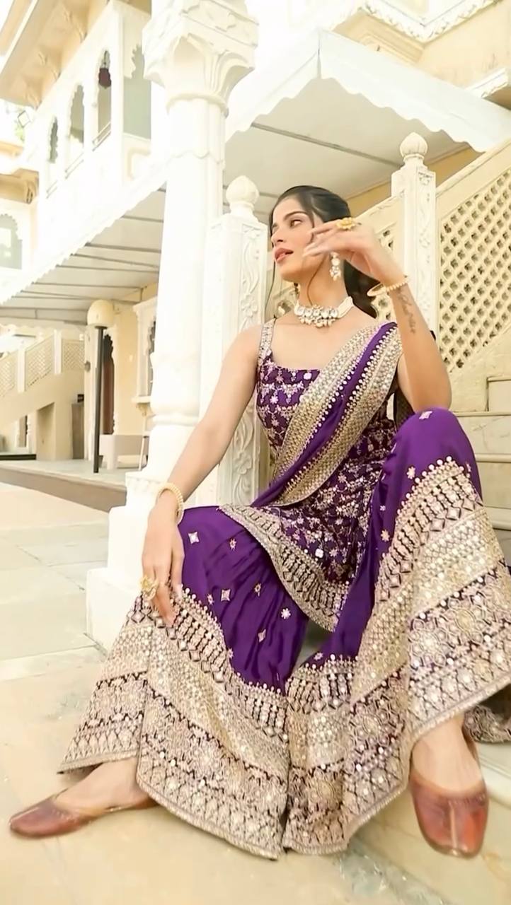 Sharara Suit in Georgette with Dupatta