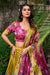 Olive Green Printed Lehenga Choli with Pink Blouse - Golden Dupatta