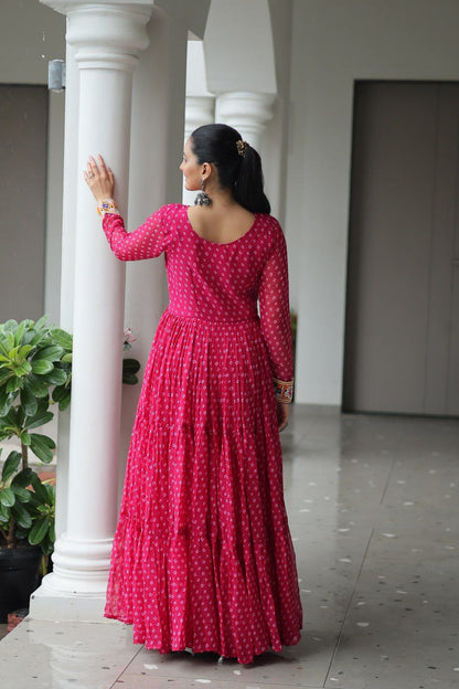 Bandhani Print Kutchi Work Navratri Gown
