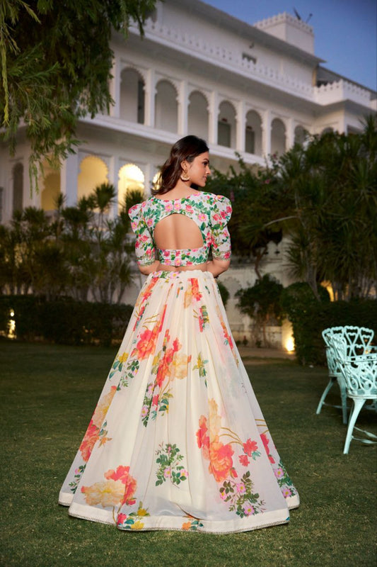 Floral Georgette Lehenga, Summer Lehenga Choli, Printed Lehenga for Women, Daytime Ethnic Wear, Lace Border Dupatta, Haldi Mehndi Outfit, Lightweight Festive Wear, Lehenga Choli 1021, Georgette Printed Lehenga, Ethnic Set for Spring Festivals
