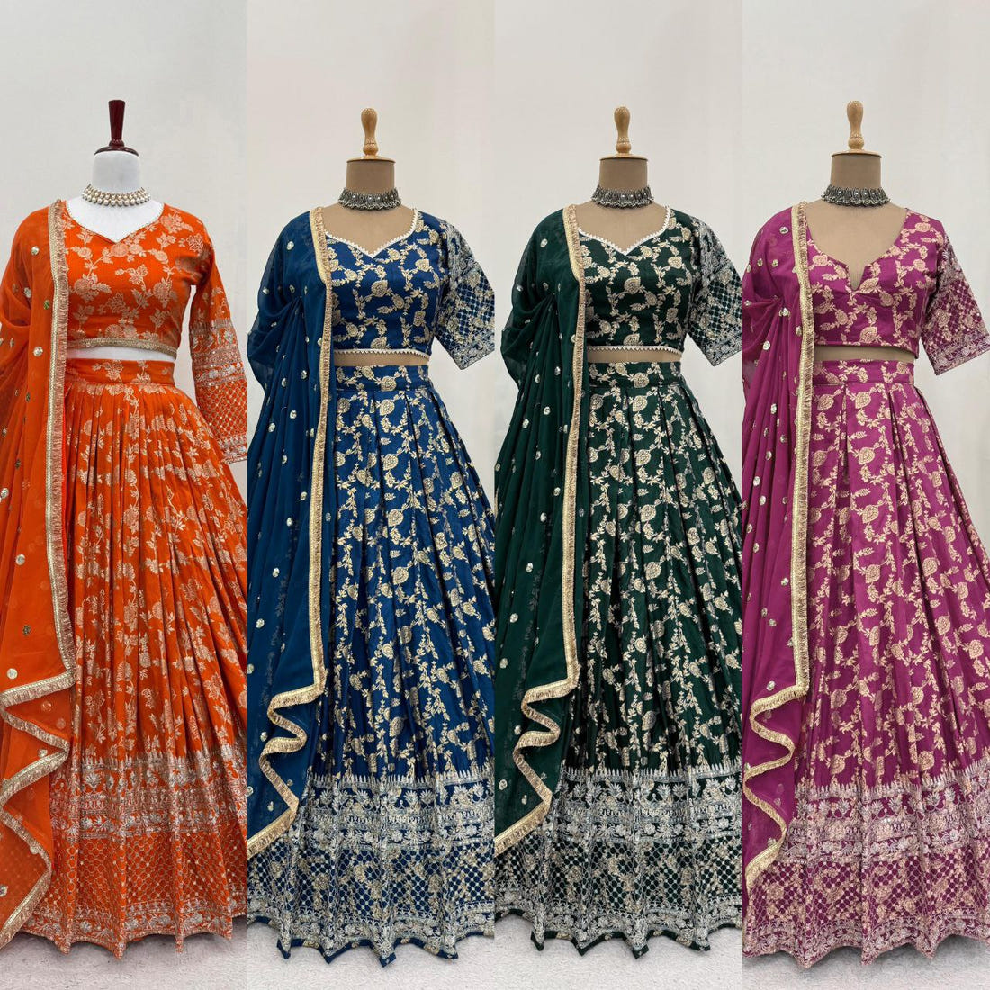 Jimi Choo Lehenga, Thread Work Lehenga, Lace Border Dupatta, Full Stitch Lehenga, Cancan Lehenga, Lightweight Lehenga, Indian Ethnic Wear, Wedding Lehenga, Festive Lehenga, 3 Meter Flair Lehenga, Unstitched Blouse, Traditional Lehenga Choli, Designer Choli Set, Micro Inner Lehenga