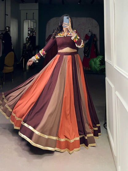 Navratri Lehenga 2025, Rayon Lehenga Choli, Mirror Work Blouse, Garba Outfit, Gamthi Lehenga, Festive Wear for Women, Traditional Indian Dress