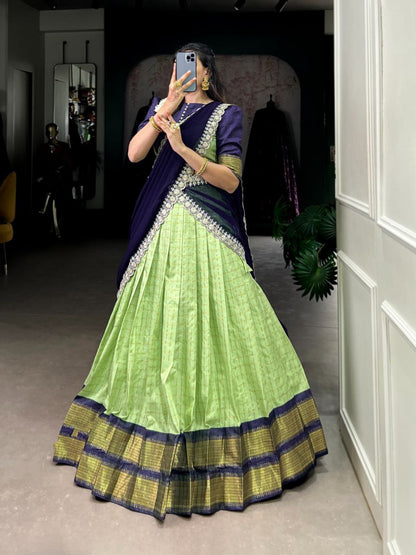 Zari Chex Lehenga Choli Set with Embroidered Dupatta