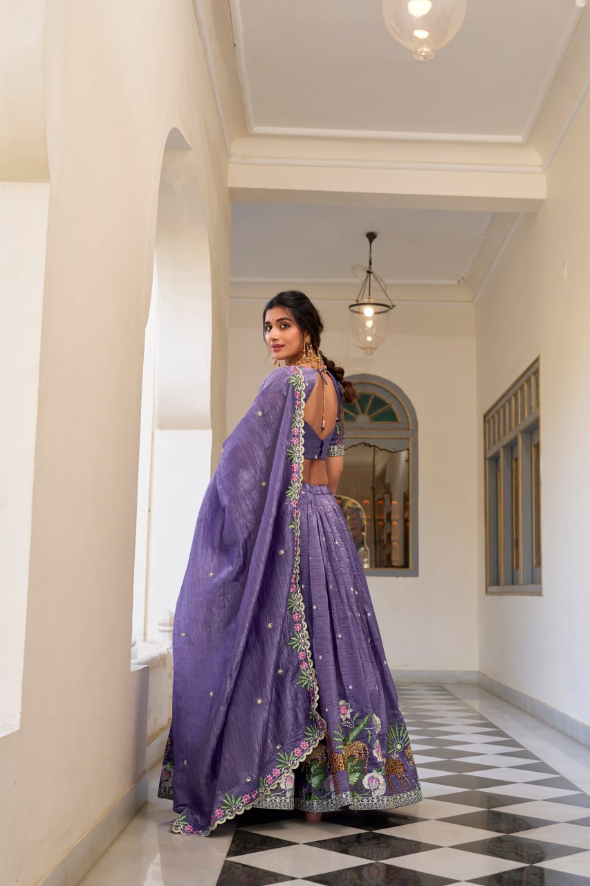 Lavender Wedding Lehenga Choli with Sequins