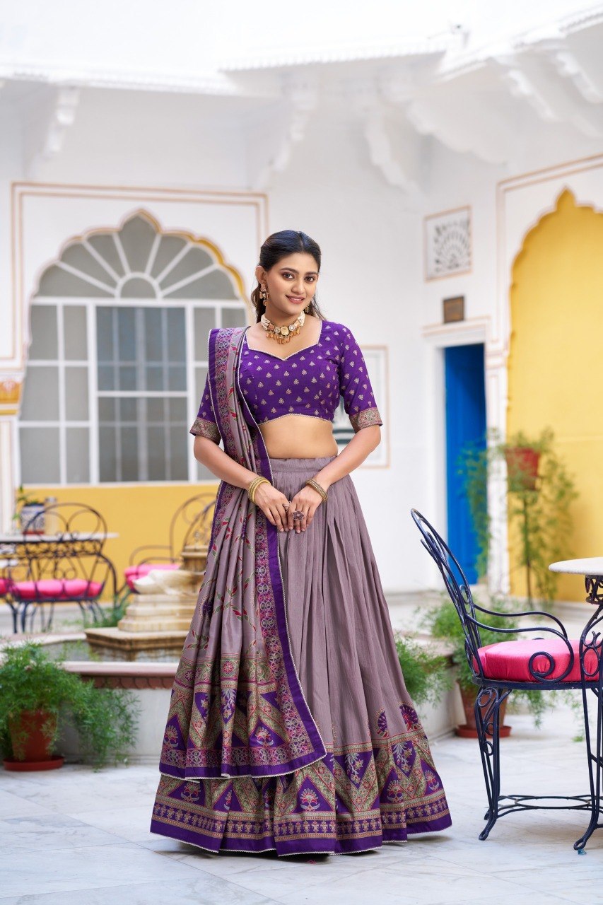 Purple Tasar Silk Work Lehenga Choli Iconic Sparkle with Dupatta