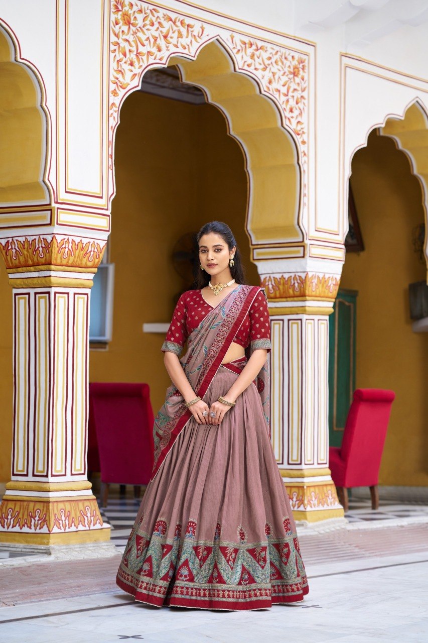 Maroon Tasar Silk Work Lehenga Choli Iconic Sparkle with Dupatta