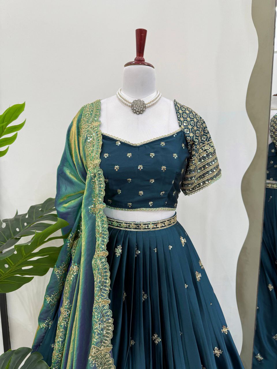 Japan Satin Lehenga, Sequin Lehenga Choli, Thread Work Lehenga, Cutwork Dupatta, Fendi Silk Dupatta, 3.5 Meter Flair Lehenga, Full Stitch Lehenga, Side Zip Lehenga, Unstitched Blouse, Lightweight Lehenga Choli, Wedding Wear, Festive Ethnic Outfit, Designer Lehenga Set, Traditional Indian Wear