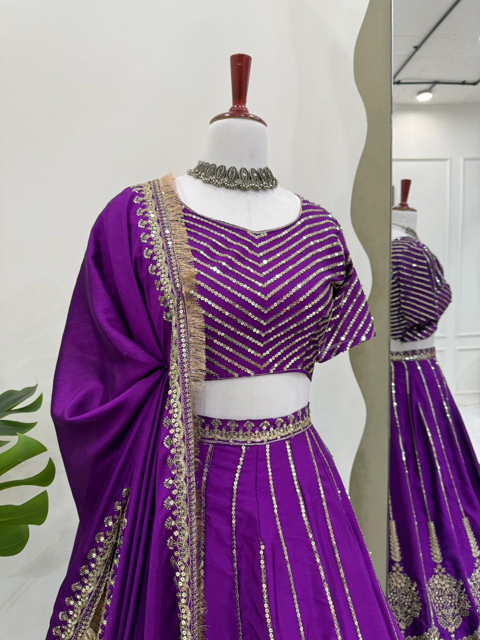 Chinon Silk Lehenga, Sequin Lehenga Choli, Thread Work Lehenga, Full Stitch Lehenga, Lace Border Dupatta, Side Zip Lehenga, 3 Meter Flair Lehenga, Unstitched Blouse, Wedding Wear Lehenga, Festive Ethnic Wear, Lightweight Lehenga Choli, Designer Lehenga Set, Traditional Indian Outfit