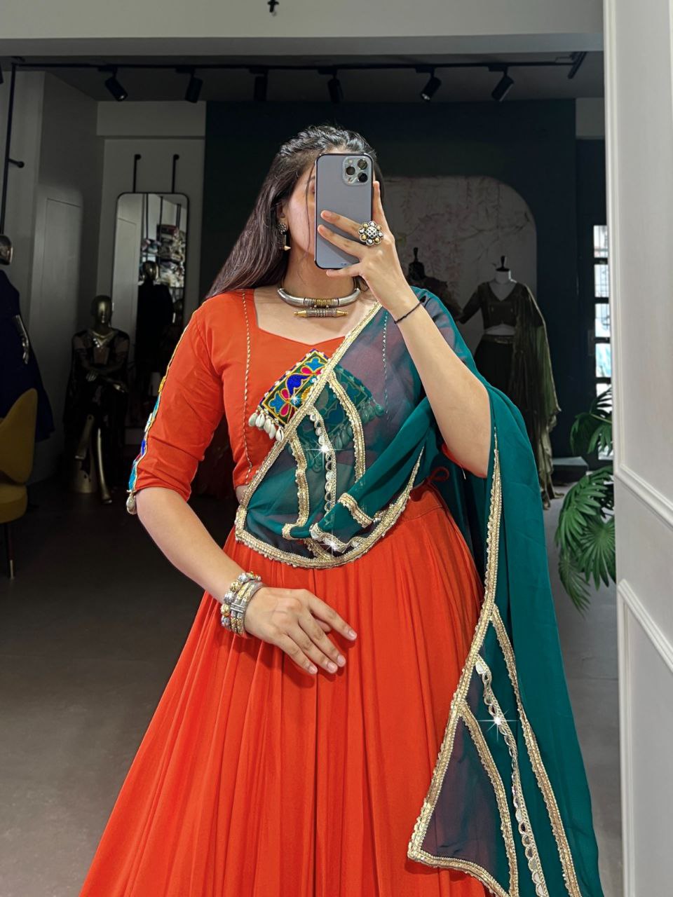Navratri Collection 2025, Mirror Work Lehenga, Gamthi Work Blouse, Rayon Lehenga Choli, Kodi Lace Lehenga, Festival Lehenga 2025, Traditional Garba Outfit, 8 Meter Flair Lehenga, Cowrie Lace Choli, Ethnic Wear for Women, Dandiya Night Outfit, Indian Festive Wear, Embossed Rayon Lehenga