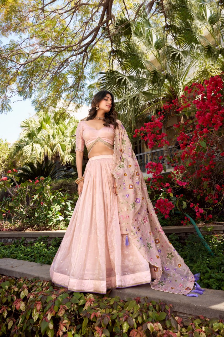 Designer Pink Bridesmaid Party Wear Lehenga Choli