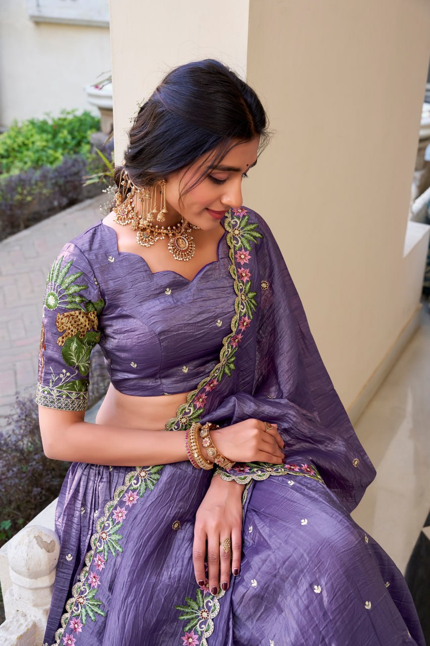 Lavender Wedding Lehenga Choli with Sequins