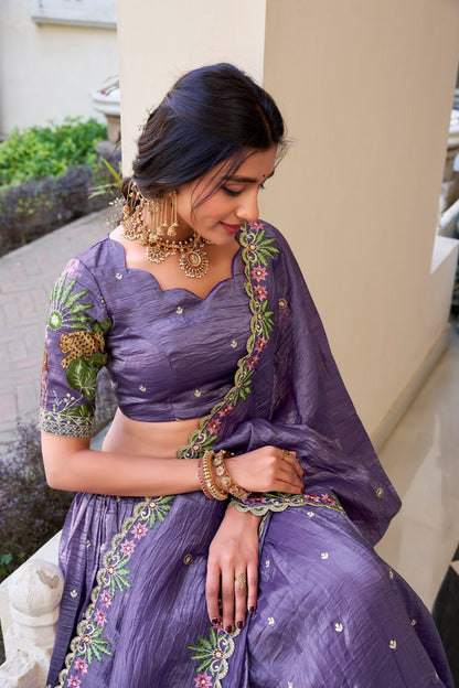 Lavender Wedding Lehenga Choli with Sequins