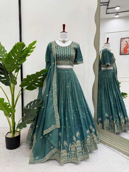 Simmer Silk Sequin Lehenga Choli with Lace Dupatta – 3 Mtr Flair