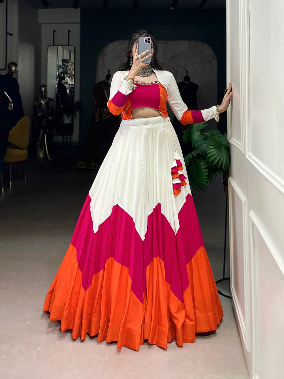 Pure Rayon Navratri Lehenga, Gamthi Work Lehenga Choli, Mirror Work Navratri Outfit, Gota Patti Blouse Lehenga Choli, Stitched Rayon Lehenga for Women, Traditional Navratri Chaniya Choli, Designer Lehenga Choli 2025, Festival Wear Lehenga for Garba, Cowrie Lace Work Lehenga Choli, Women’s Ethnic Wear for Navratri