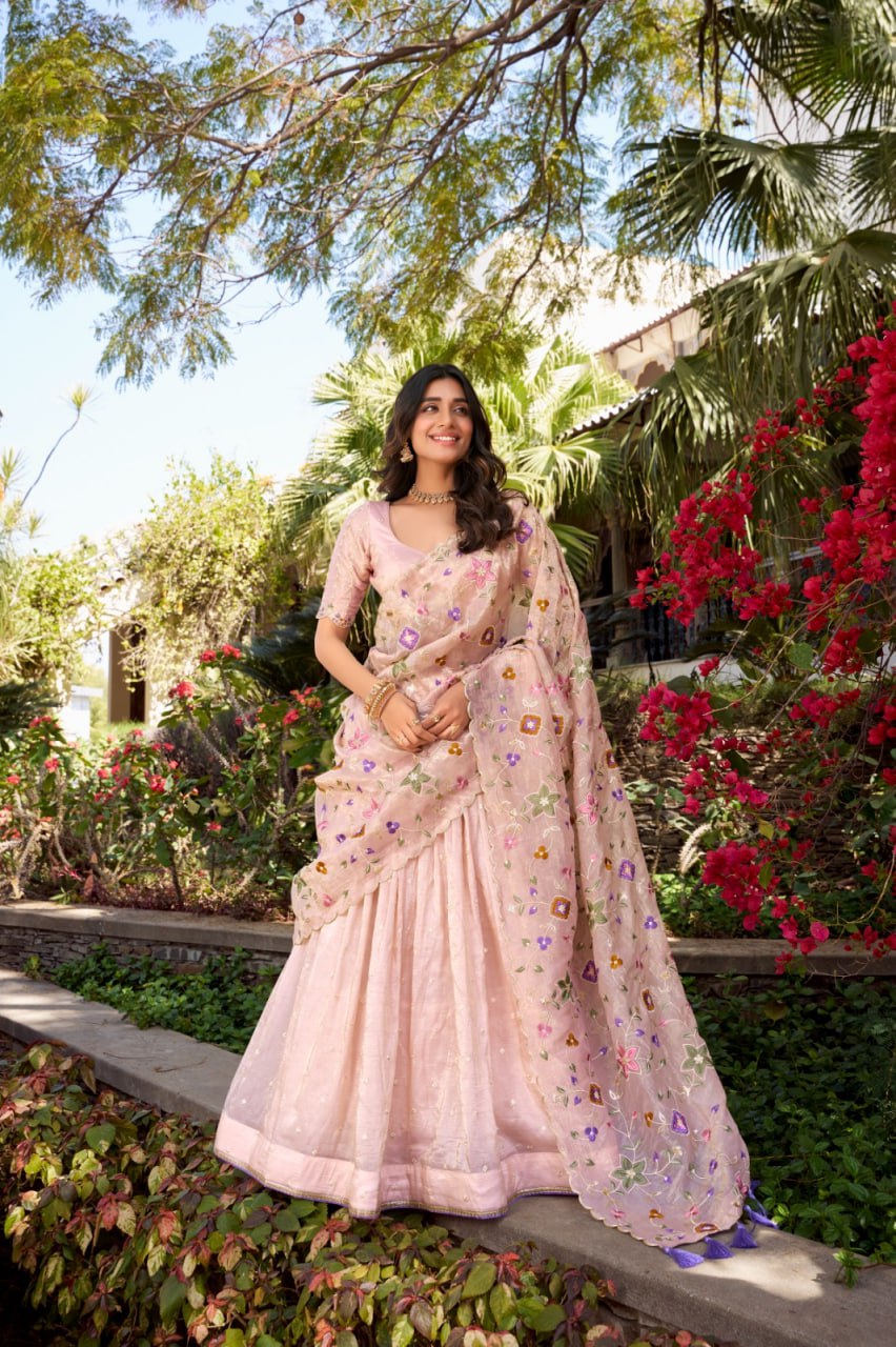 Designer Pink Bridesmaid Party Wear Lehenga Choli