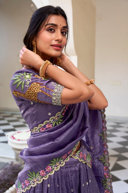 Lavender Wedding Lehenga Choli with Sequins