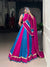 Magenta & Blue Bandhani Chaniya Choli for Navratri in Tasar Silk with Lace Detail