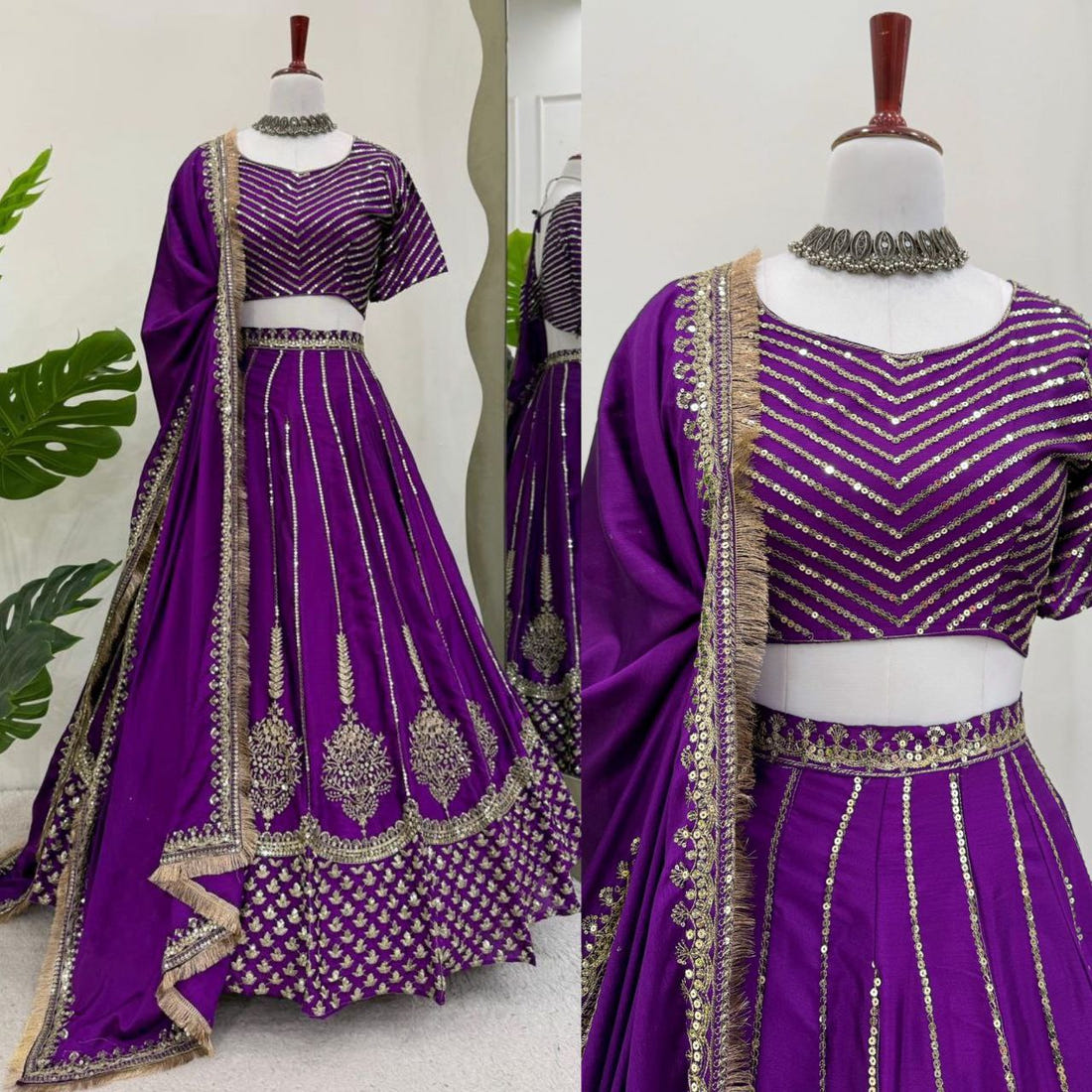 Chinon Silk Lehenga, Sequin Lehenga Choli, Thread Work Lehenga, Full Stitch Lehenga, Lace Border Dupatta, Side Zip Lehenga, 3 Meter Flair Lehenga, Unstitched Blouse, Wedding Wear Lehenga, Festive Ethnic Wear, Lightweight Lehenga Choli, Designer Lehenga Set, Traditional Indian Outfit