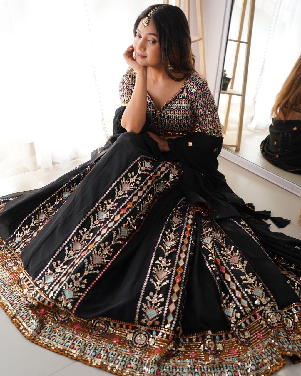Faux Georgette Lehenga, Sequin Lehenga Choli, Thread Work Lehenga, Semi-Stitched Lehenga, Canvas Flair Lehenga, Unstitched Choli, Partywear Lehenga 2025, Ethnic Wear for Women, Wedding Guest Outfit, Festive Indian Attire, Lightweight Lehenga Set, Dupatta Included Lehenga