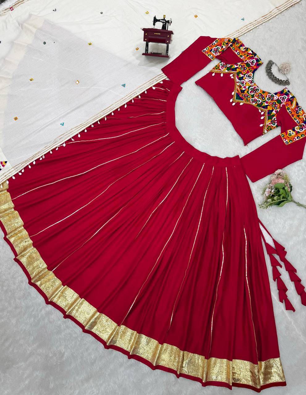 Reyon Silk Lehenga, Semi-Stitched Lehenga, Mirror Work Lehenga, Kodi Lace Lehenga Choli, Chinestitch Embroidery, Golden Pata Lehenga, Silver Pati Work, Ethnic Wear 2025, Traditional Indian Outfit, Real Mirror Embellished Choli, Lehenga with Dupatta Set, Festive Lehenga Choli