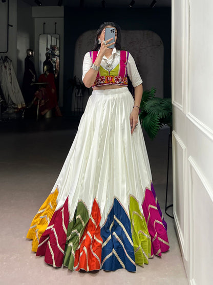 Traditional Multi-Color 3-Piece Chaniya Choli for Navratri with Gamthi Koti & Shirt