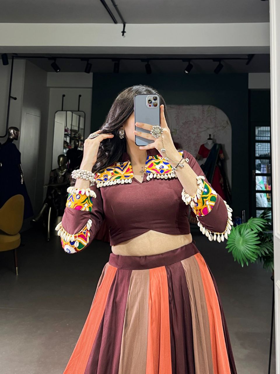 Navratri Lehenga 2025, Rayon Lehenga Choli, Mirror Work Blouse, Garba Outfit, Gamthi Lehenga, Festive Wear for Women, Traditional Indian Dress