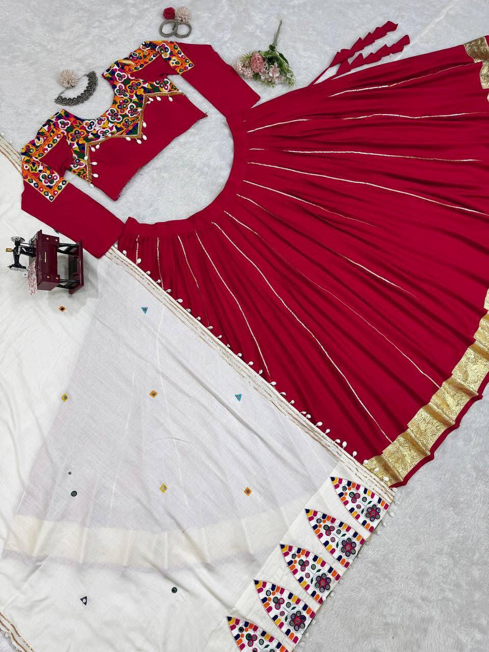 Reyon Silk Lehenga, Semi-Stitched Lehenga, Mirror Work Lehenga, Kodi Lace Lehenga Choli, Chinestitch Embroidery, Golden Pata Lehenga, Silver Pati Work, Ethnic Wear 2025, Traditional Indian Outfit, Real Mirror Embellished Choli, Lehenga with Dupatta Set, Festive Lehenga Choli