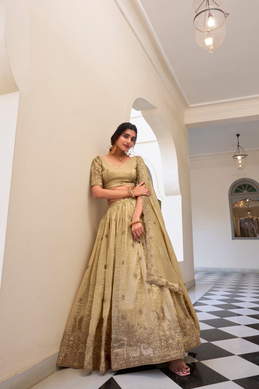 Off White Wedding Lehenga Choli with Sequins