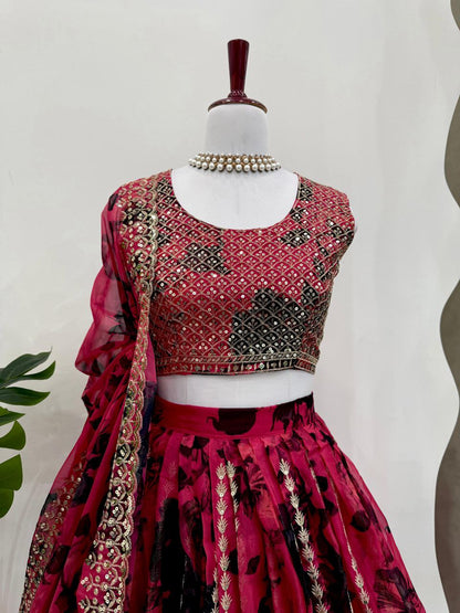 Tabby Organza Lehenga, Sequin Work Lehenga, Organza Choli Set, Full Stitch Lehenga, Lace Border Dupatta, Lightweight Lehenga, Wedding Lehenga Choli, Festive Ethnic Wear, Designer Organza Lehenga, Traditional Lehenga Choli, 3 Meter Flair Lehenga, Unstitched Blouse, Micro Inner Lehenga