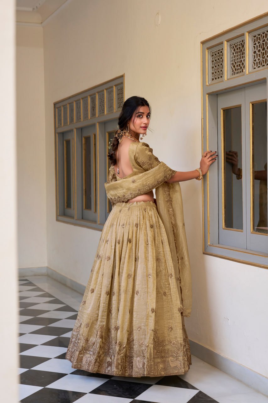 Off White Wedding Lehenga Choli with Sequins