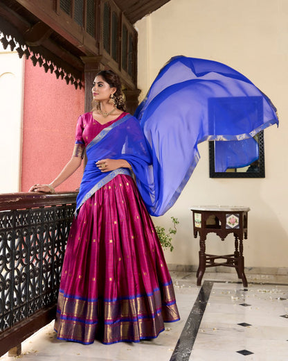 Pink Cotton Silk Paithani Bridesmaid Lehenga Choli with Dupatta