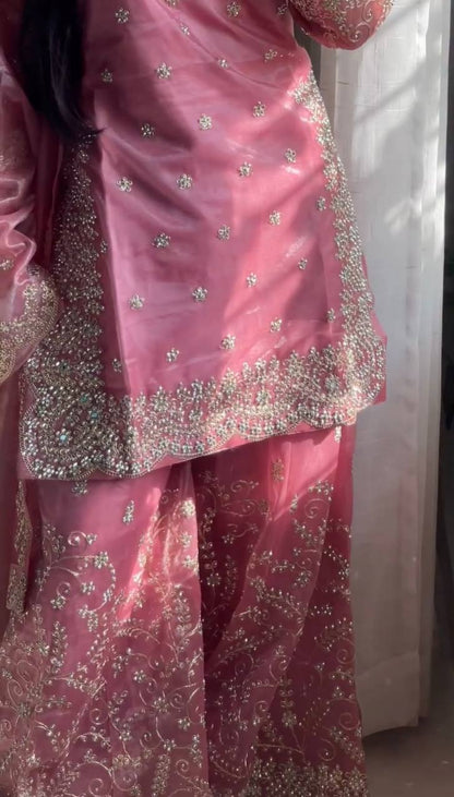Pink Designer Pure Jimmy Choo Plazzo and Dupatta For Party Wear