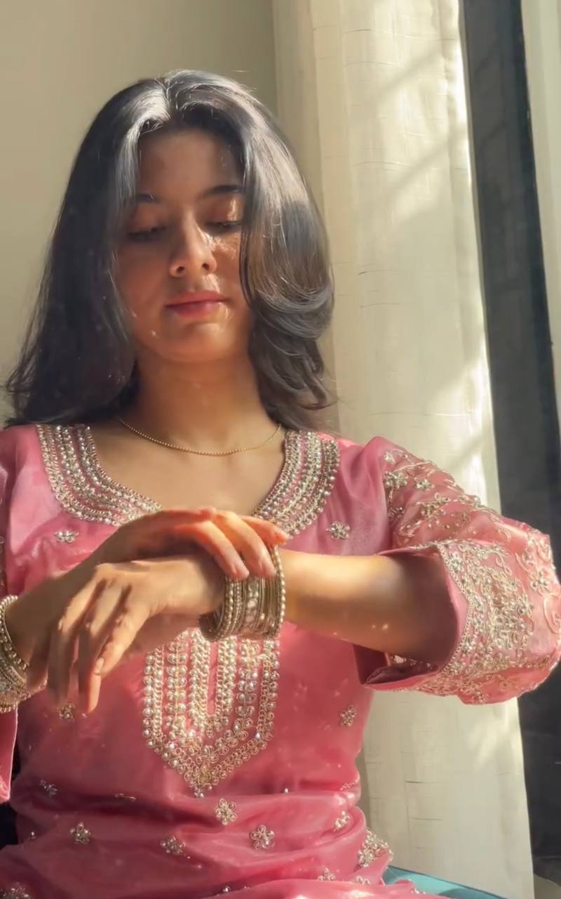 Pink Designer Pure Jimmy Choo Plazzo and Dupatta For Party Wear