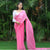 Pink Georgette Digital Printed Organza Saree with Designer Blouse