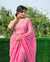 Pink Georgette Saree with Lace Border Embroidery Coding Work Blouse