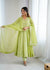 Pistachio Green Designer Crunchy Silk Anarkali Gown and Dupatta