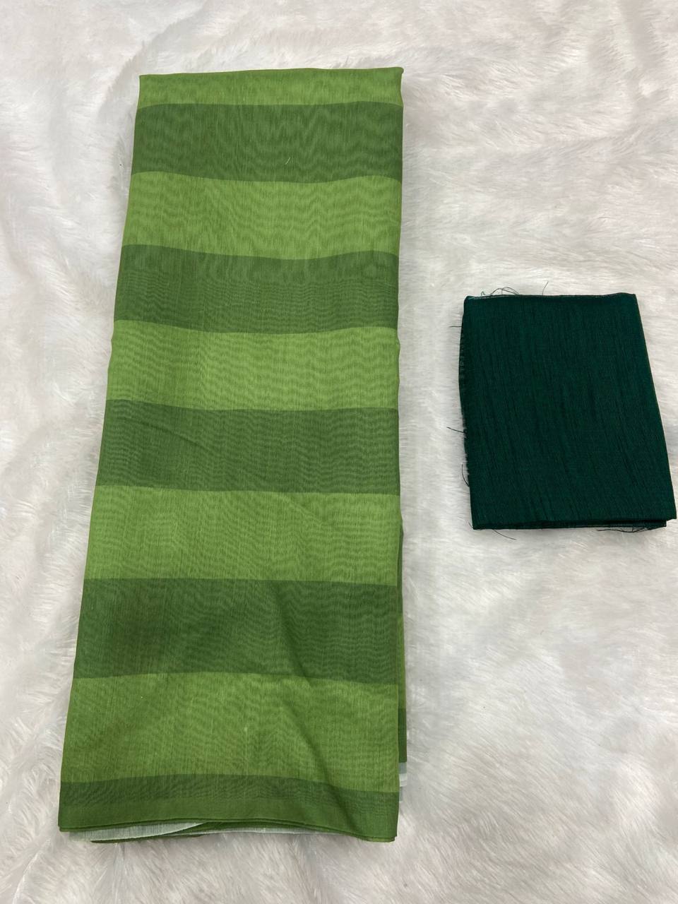 Pistachio Green Mulmul Lightweight Cotton Digital Print Summer Saree