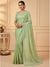 Pistachio Green Rasmalai Silk Saree with Contrast Net Embroidered Blouse