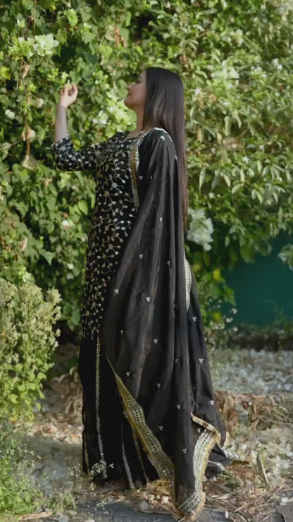 Designer Chinon Lehenga Suit with Heavy Sequin Embroidery Work – Festive & Wedding Wear
