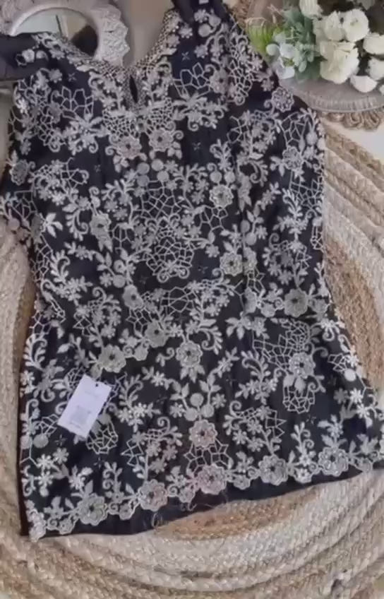 Hand-Embroidered Sharara Suit Set with Zari & Sequin Work