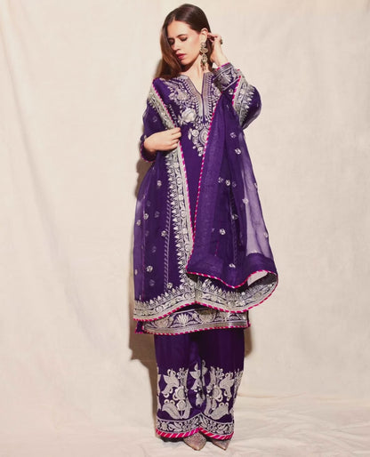 Elegant Designer Chinon Suit with Sequin Embroidery Work – Perfect for Festive & Party Wear